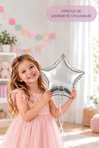 Gümüş Yıldız Folyo Balon 45 cm - Bebek Çocuk Parti Kutlama