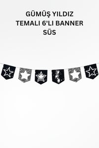 Gümüş Yıldız Temalı Doğum Günü Parti Seti – İyi Ki Doğdun Banner, Tavan Sarkıt, Gözlük, Pasta Süsü ve Mısır Kutusu