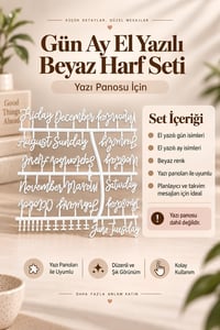 Gün Ay El Yazılı Beyaz Harf Seti, Yazı Panosu İçin