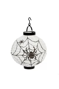 Halloween 20 cm Led Işıklı Örümcek Desenli Beyaz Renk Kağıt Japon Feneri