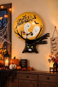 Halloween Ağacı Tasarımlı 82x100 Cm Folyo Balon Halloween Cadılar Bayramı Parti Malzemesi