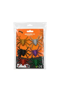 Halloween Cadılar Bayramı 6'lı Renkli Simli Örümcek Süs Seti – 5x6 Cm Dekoratif Örümcek