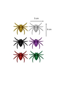 Halloween Cadılar Bayramı 6'lı Renkli Simli Örümcek Süs Seti – 5x6 Cm Dekoratif Örümcek