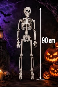 Halloween Cadılar Bayramı 90 Cm Asılabilir İskelet Dekor Süsü – Hareketli Kuru Kafa İskelet