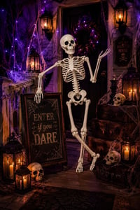 Halloween Cadılar Bayramı 90 Cm Asılabilir İskelet Dekor Süsü – Hareketli Kuru Kafa İskelet