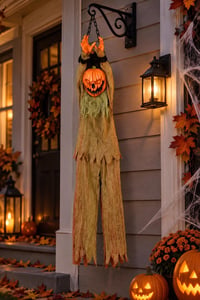 Halloween Cadılar Bayramı Asılı Kabak Kafalı Işıklı Sesli Hareketli Dekor