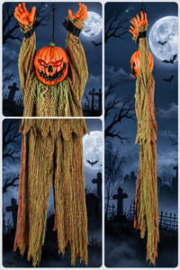 Halloween Cadılar Bayramı Asılı Kabak Kafalı Işıklı Sesli Hareketli Dekor