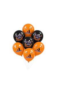 Halloween Cadılar Bayramı Baskılı 10’lu Lateks Balon Seti – Siyah Turuncu Trick or Treat Parti Balonları