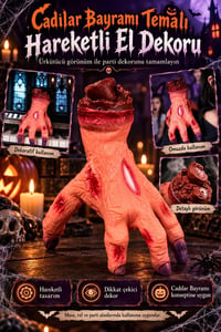 Halloween Cadılar Bayramı Hareketli Kesik El Dekoru – Korku Temalı Parti Süsü