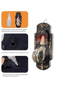 Halloween Cadılar Bayramı Işıklı Sesli Buharlı Hareketli İskelet El Kapı Süsü