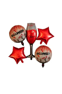 Halloween Cadılar Bayramı Kanlı Kadeh Temalı 5 Li Folyo Balon Seti