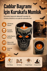 Halloween Cadılar Bayramı Kurukafa Mumluk – Kafatası Figürlü Dekoratif Mumluk