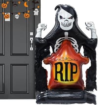 Halloween Cadılar Bayramı Mezar Taşı İskelet Ayaklı Büyük Boy Folyo Balon 110X70 cm