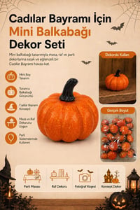 Halloween Cadılar Bayramı Mini Balkabağı Dekor Seti – Turuncu Balkabağı Parti Süsü