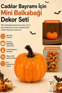 Halloween Cadılar Bayramı Mini Balkabağı Dekor Seti – Turuncu Balkabağı Süsleri