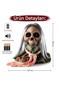 Halloween Cadılar Bayramı Sesle Aktifleşen Zeminde Hareket Eden Işıklı Kuru Kafa Dekoru