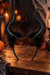 Halloween Cadılar Bayramı Siyah Şeytan Boynuzu Taç – Kostüm ve Parti Aksesuarı