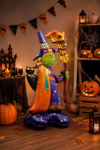 Halloween Cadılar Bayramı Süpürgeli Cadı Ayaklı Büyük Boy Folyo Balon 128x65x45