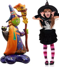 Halloween Cadılar Bayramı Süpürgeli Cadı Ayaklı Büyük Boy Folyo Balon 128x65x45
