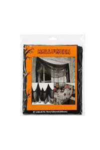 Halloween Siyah Tül Örtü 120 x 200 cm – Cadılar Bayramı Masa, Pencere ve Dekor Süsü