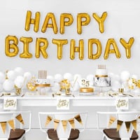 Happy Birthday Harf 13 Parça Gold Altın Renk Folyo Balon Seti