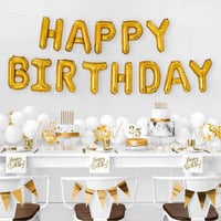 Happy Birthday Harf 13 Parça Gold Altın Renk Folyo Balon Seti