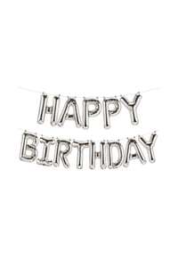 Happy Birthday Harf 13 Parça Gümüş Renk Folyo Balon Seti