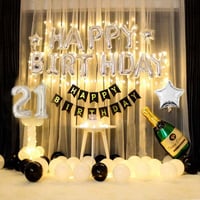 Happy Birthday Harf 13 Parça Gümüş Renk Folyo Balon Seti