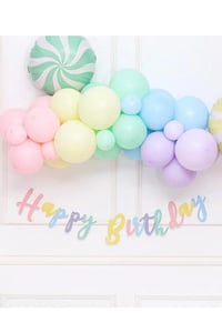 Happy Birthday Makaron Kaligrafi Banner