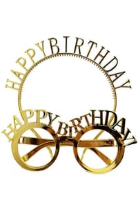 Happy Birthday Tac Gözlük Seti Gümüş Renk Doğum Günü Parti Aksesuar Taç Gözlük