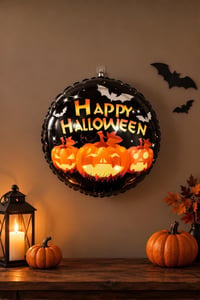 Happy Halloween Bal Kabağı Tasarımlı 45x45 Cm Folyo Balon Halloween Cadılar Bayramı Parti Malzemesi