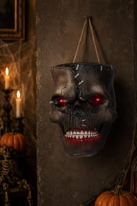 Hareket Sensörlü Işıklı Sesli Kafatası Asma Süsü – Hareketli Çeneli Halloween Cadılar Bayramı Dekoru