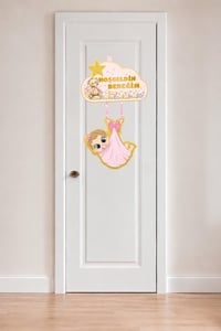 Hoş Geldin Bebeğim Kız Kapı Süsü – Pembe Ayıcıklı Hastane Odası Kapı Süsü & Bebek Karşılama Dekoru
