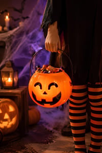 Işıklı Müzikli Balkabağı Şeker Kovası Halloween Cadılar Bayramı Parti Malzemesi