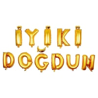 İyi Ki Doğdun 11 Parça Harf Gold Altın Renk Folyo Balon Seti