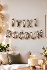 İyi Ki Doğdun 11 Parça Harf Gümüş Renk Folyo Balon Seti