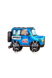 Jeep Temalı Tekerlekli Folyo Yürüyen Balon – Mavi 4x4 Araba Balon 54x72 cm