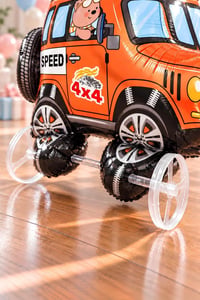 Jeep Temalı Tekerlekli Folyo Yürüyen Balon – Turuncu 4x4 Araba Balon 54x72 cm