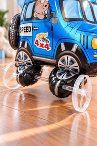Jeep Temalı Tekerlekli Folyo Yürüyen Balon – Mavi 4x4 Araba Balon 54x72 cm
