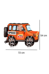 Jeep Temalı Tekerlekli Folyo Yürüyen Balon – Turuncu 4x4 Araba Balon 54x72 cm