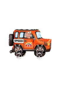 Jeep Temalı Tekerlekli Folyo Yürüyen Balon – Turuncu 4x4 Araba Balon 54x72 cm