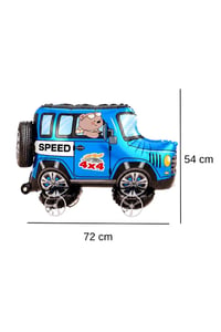 Jeep Temalı Tekerlekli Folyo Yürüyen Balon – Mavi 4x4 Araba Balon 54x72 cm