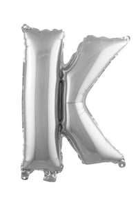 K Harf Gümüş Folyo Balon16 İnç 36 cm