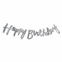 Kaligrafi Happy Birthday Gümüş Banner