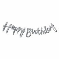 Kaligrafi Happy Birthday Gümüş Banner