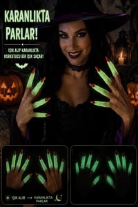 Karanlıkta Parlayan Cadı Parmakları 10’lu Set Halloween Cadılar Bayramı Parti Malzemesi