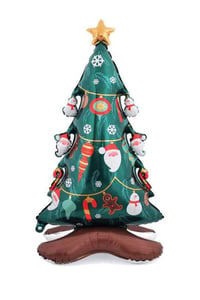 Kardan Adam Desenli Ayaklı Çam Ağacı Folyo Balon 58x120 Cm