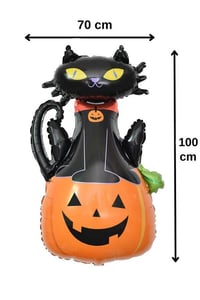 Kedili Bal Kabağı Büyük Boy 70x100 Cm Folyo Balon Halloween Cadılar Bayramı Parti Malzemesi
