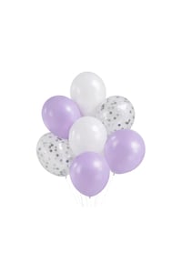 Kelebek Temalı Lila Konsepti 10'lu Balon Seti – Lila Beyaz Gümüş
