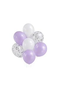 Kelebek Temalı Lila Konsepti 10'lu Balon Seti – Lila Beyaz Gümüş